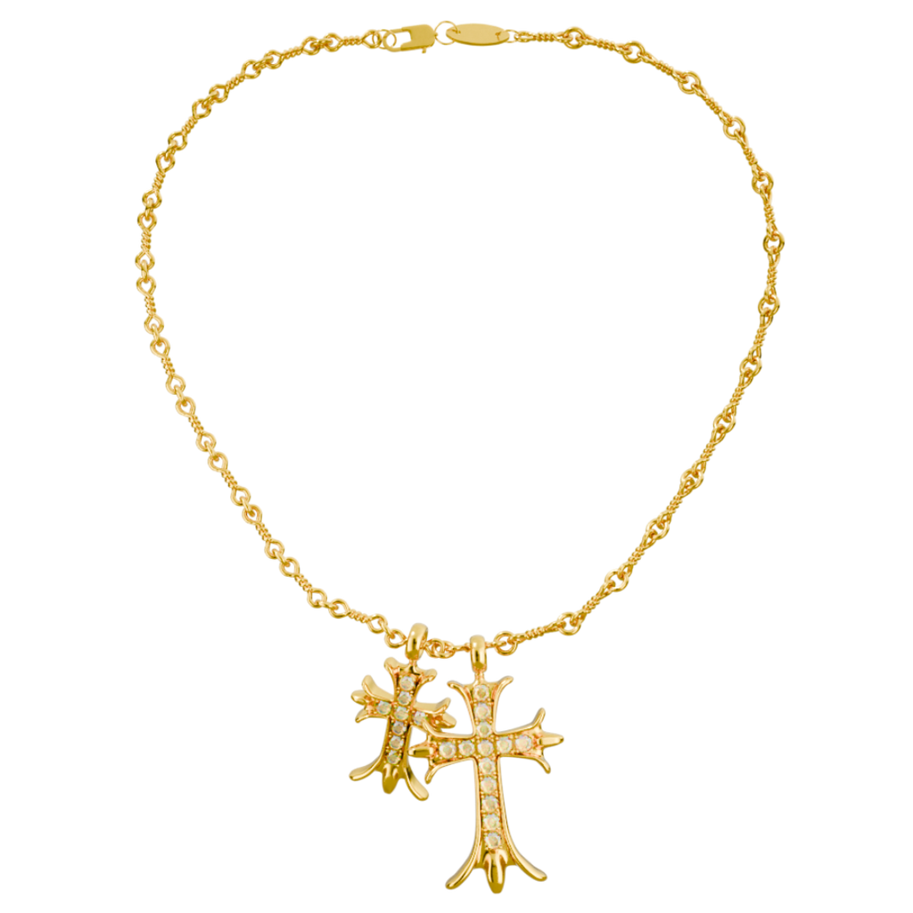 DUAL CROSS GD/X NECKLACE