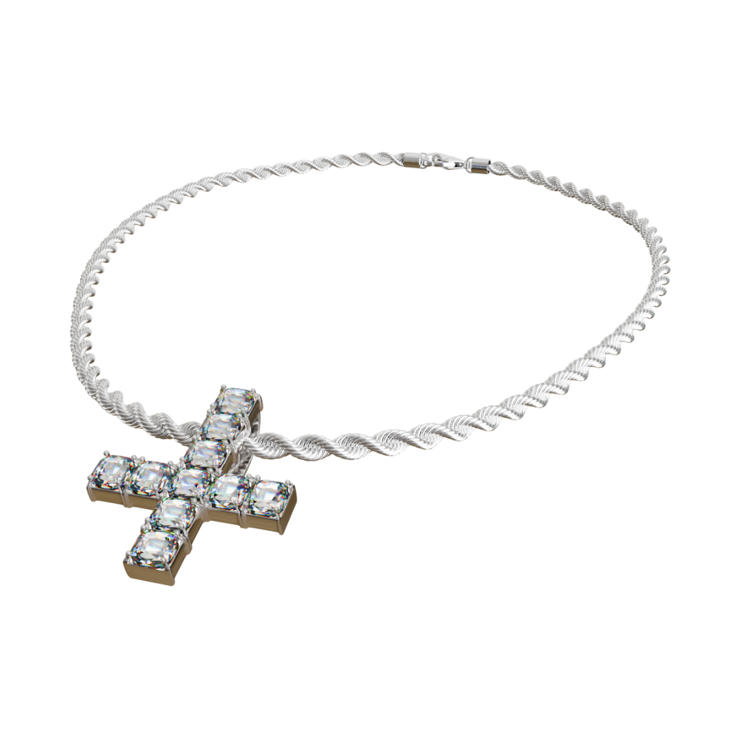 OPIUM ICED SAINT PETER CROSS CHAIN & PENDANT