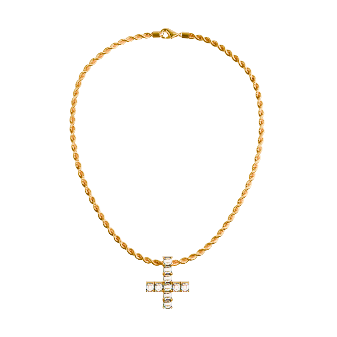 OPIUM ICED SAINT PETER CROSS CHAIN & PENDANT