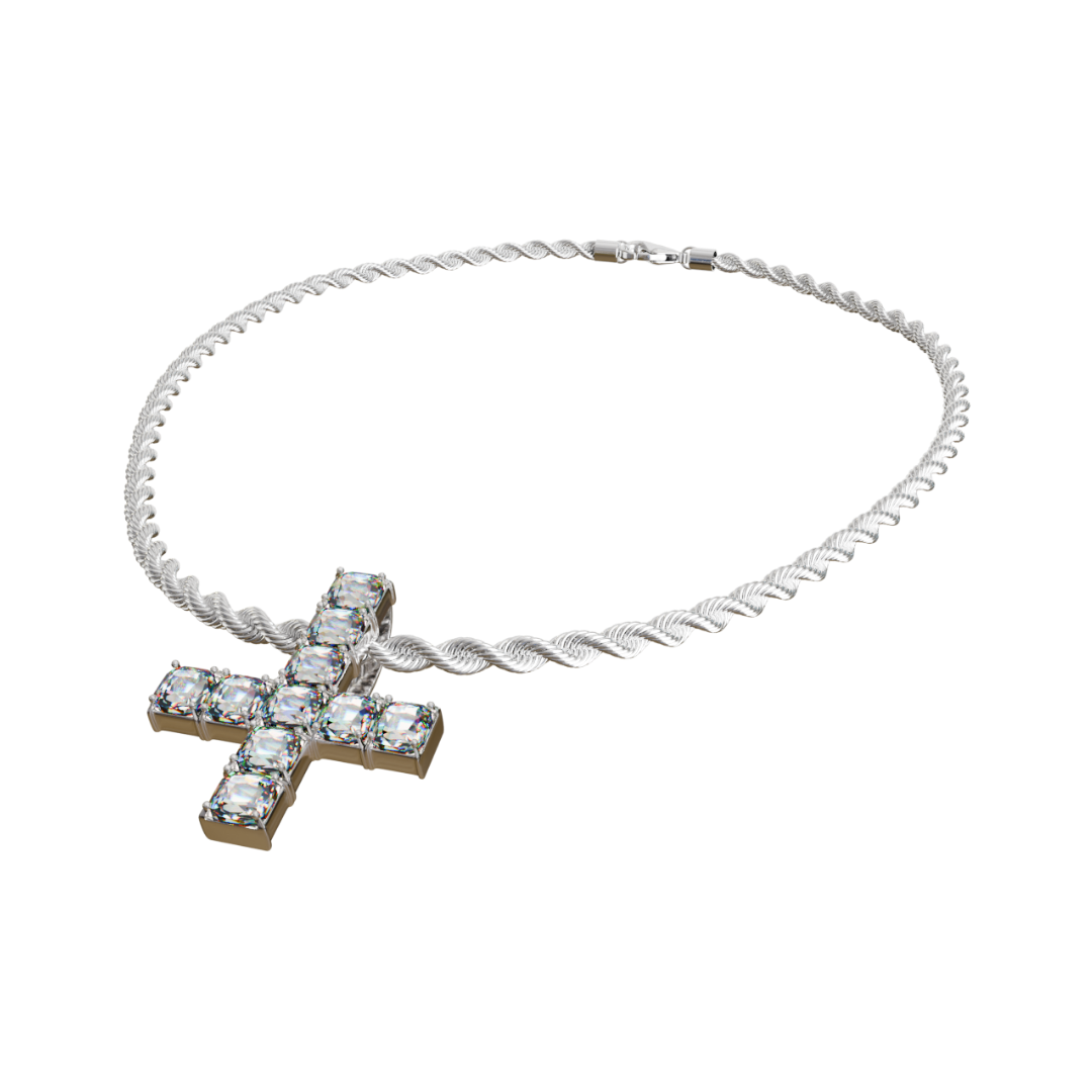 OPIUM ICED SAINT PETER CROSS CHAIN & PENDANT