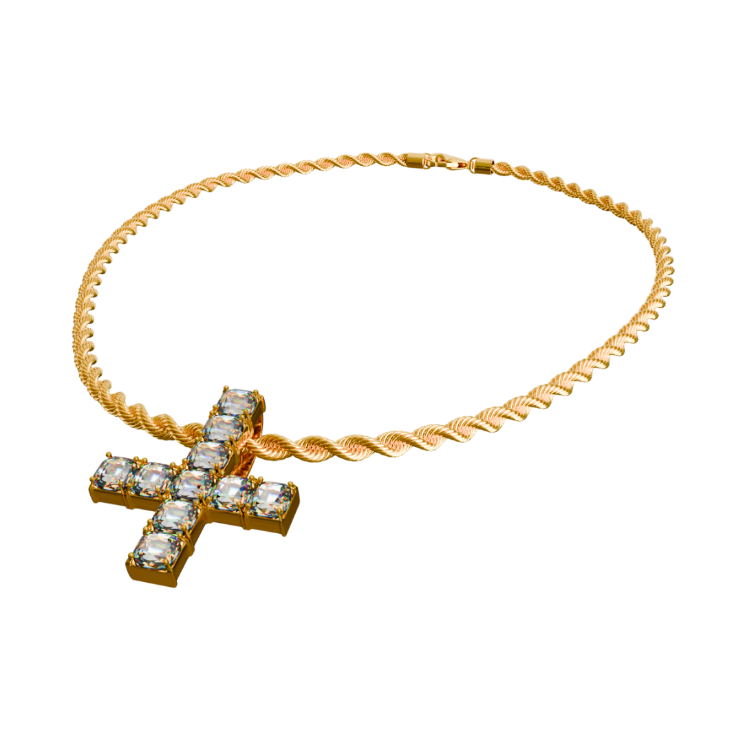 OPIUM ICED SAINT PETER CROSS CHAIN & PENDANT