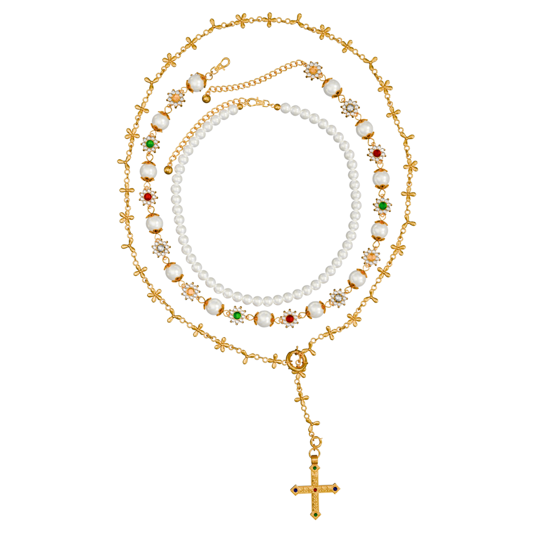SAINT ROSARY GN/X NECKLACE SET