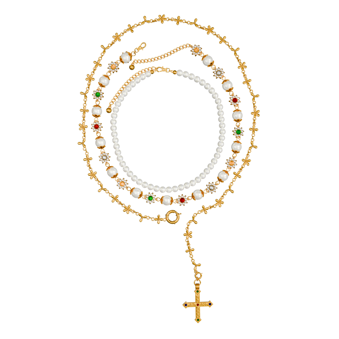 SAINT ROSARY GN/X NECKLACE SET
