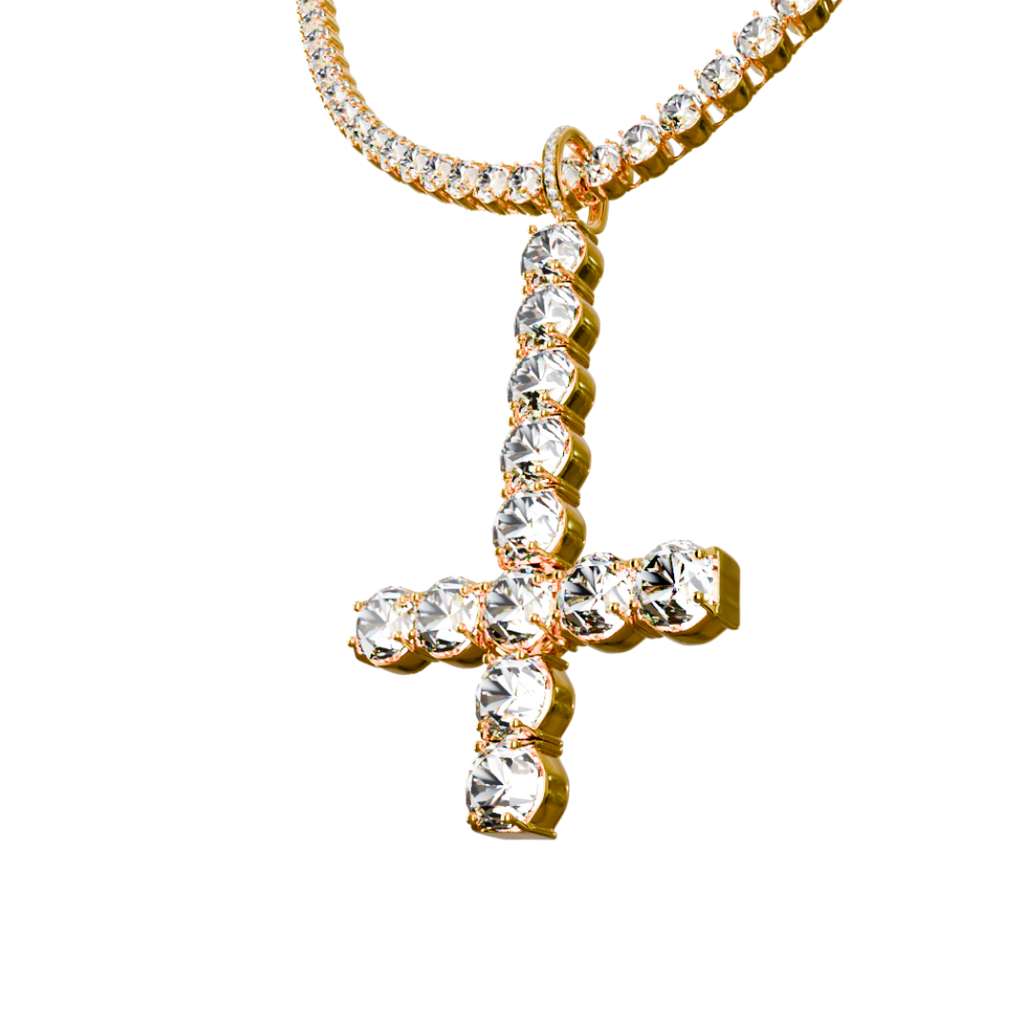 OPIUM ICED SAINT PETER CROSS TENNIS CHAIN & PENDANT